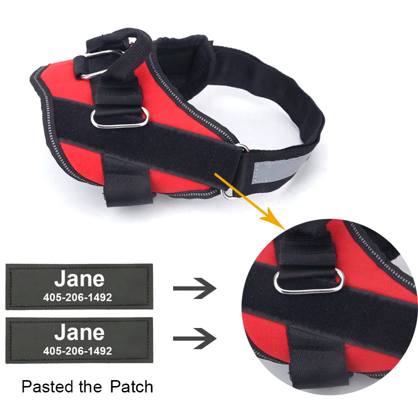 Adjustable Reflective Dog Harness with Custom Name Patch