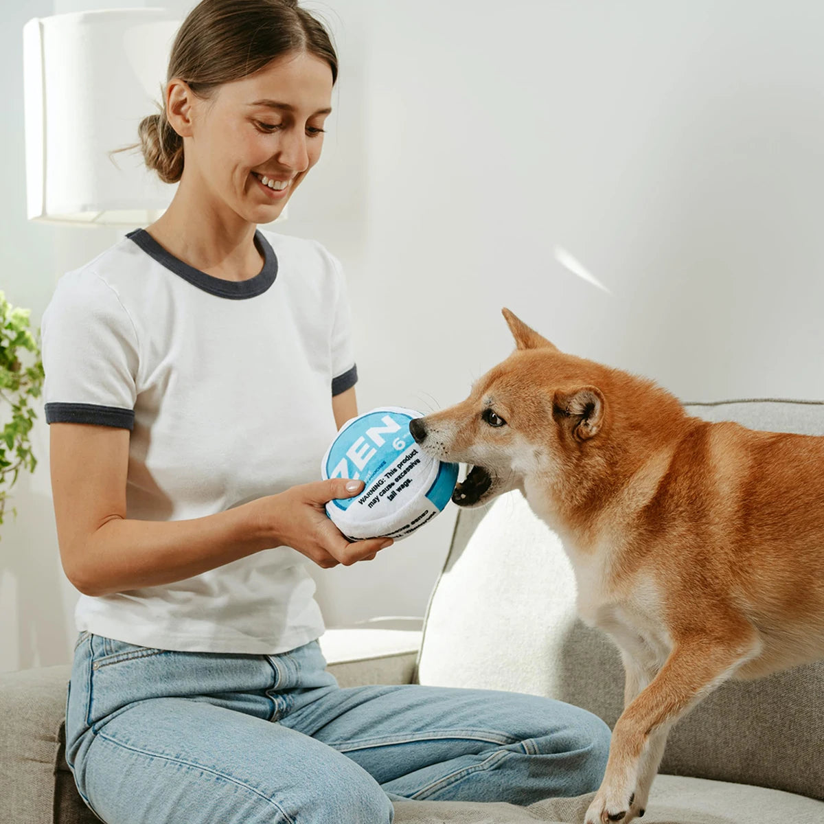 Zen Pupper Deckies Plush Squeaky Dog Toy | Funny Crinkle Toy for Interactive Play