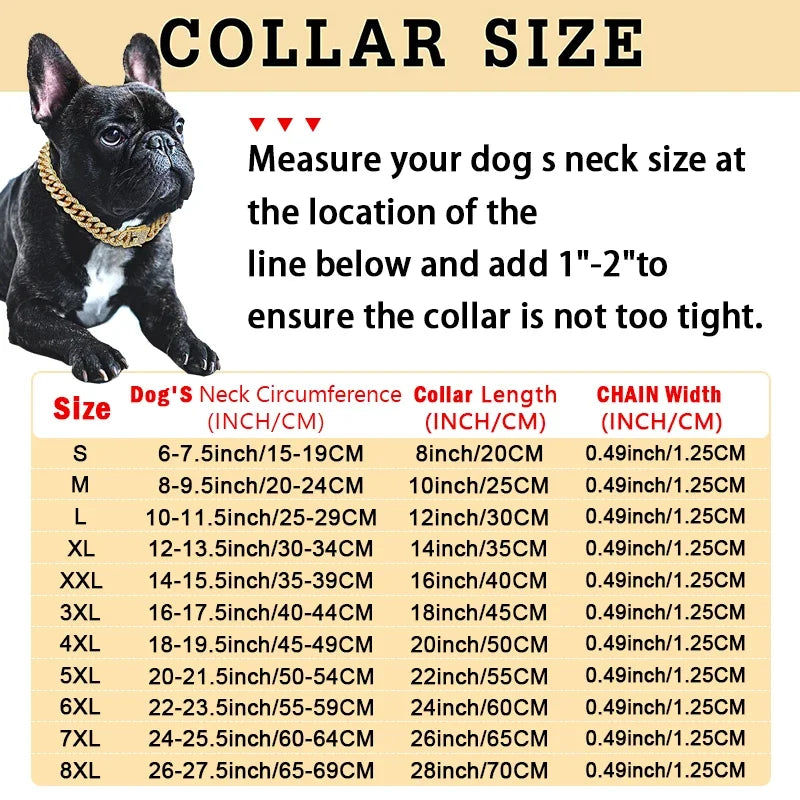 Luxury Diamond Cuban Link Pet Collar | Stainless Steel Dog & Cat Jewelry with Secure Buckle