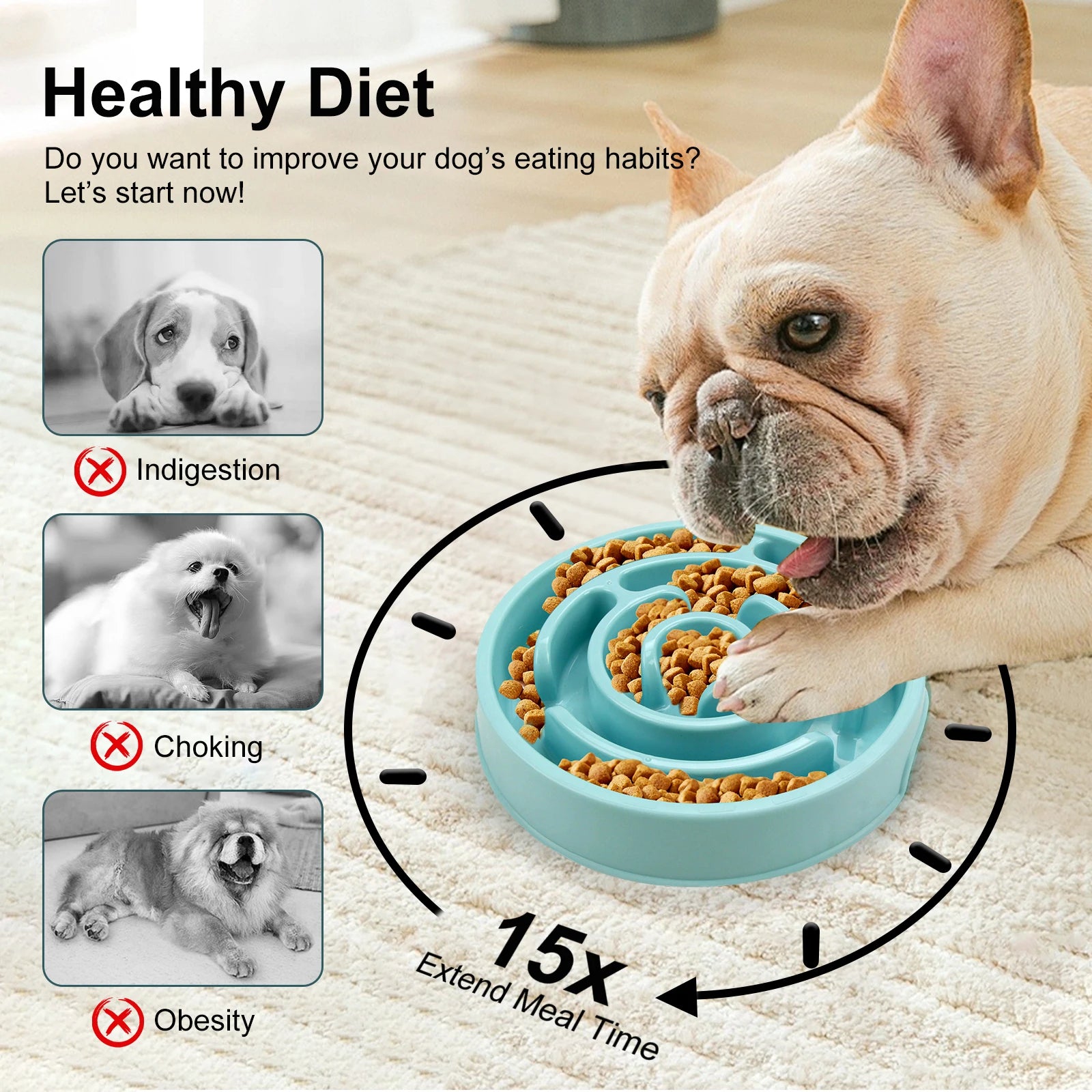 Slow Feeder Bowl | Maze Puzzle Food Bowl for Dogs & Cats