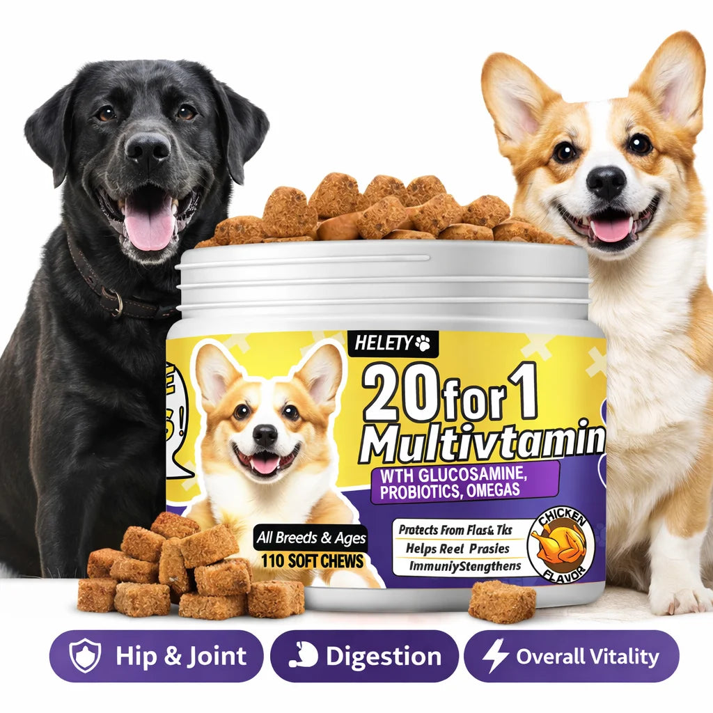 20-in-1 Dog Multivitamin Soft Chews | Skin, Coat, Joint, Gut & Immune Support | 120 Chews