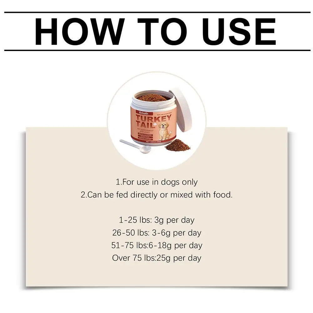 Turkey Tail Immune Support Powder for Dogs | Daily Immune & Gut Health Supplement (100g)