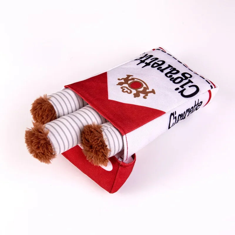 Funny Cigarette Plush Dog Toy | Interactive Squeaky Chew Toy for Small & Medium Dogs