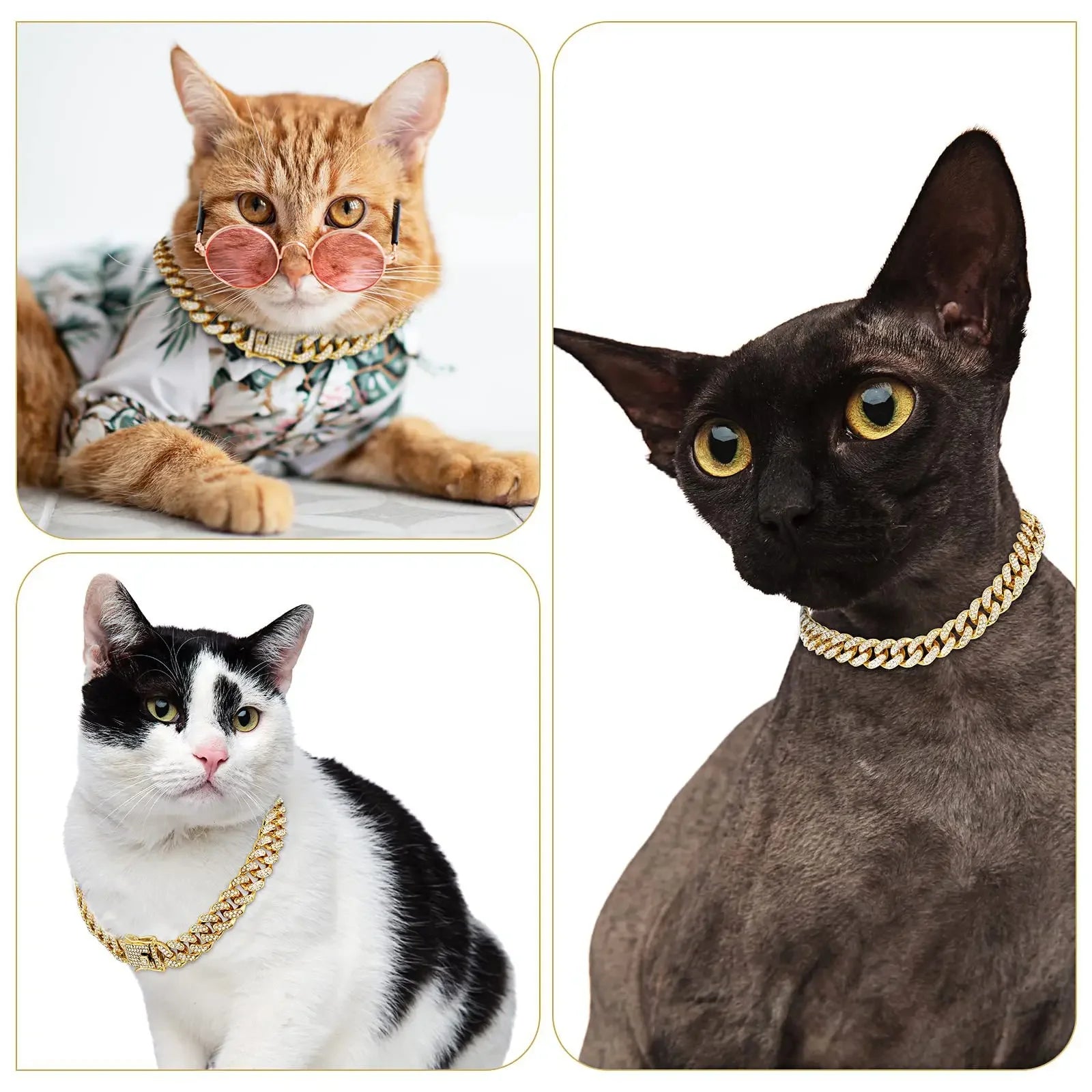 Luxury Diamond Cuban Link Pet Collar | Stainless Steel Dog & Cat Jewelry with Secure Buckle