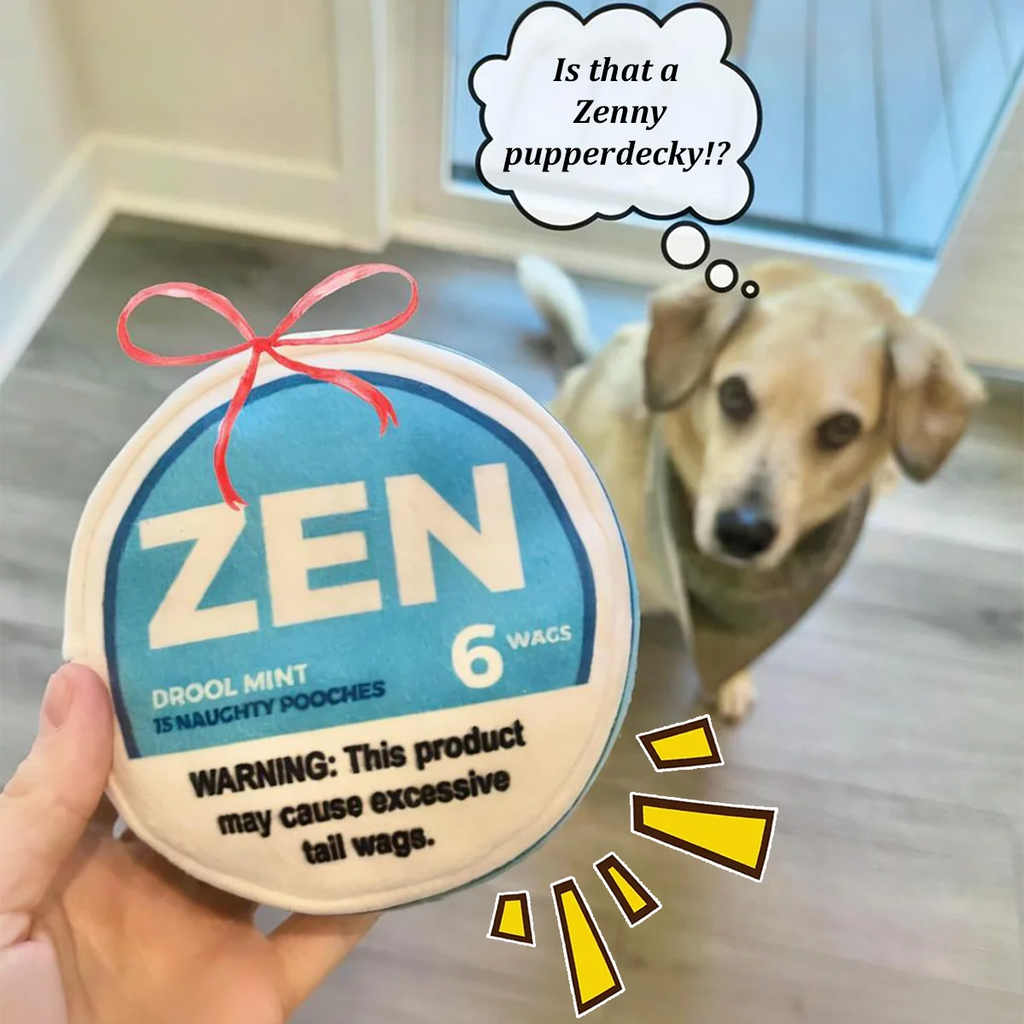 Zen Pupper Deckies Plush Squeaky Dog Toy | Funny Crinkle Toy for Interactive Play