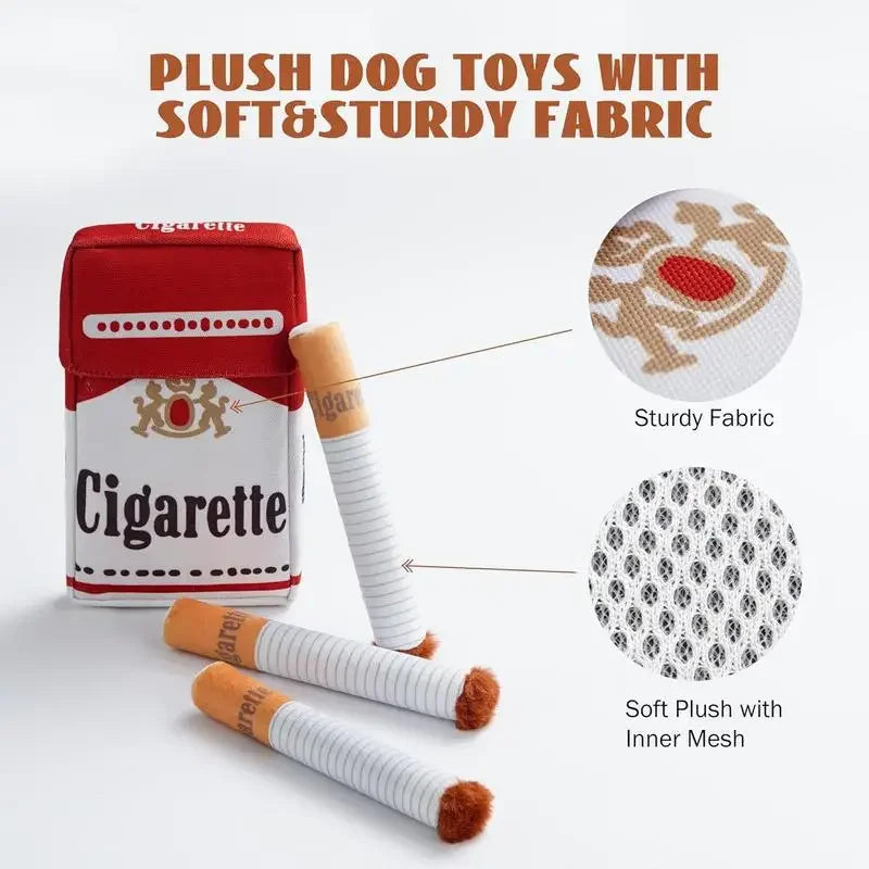 Funny Cigarette Plush Dog Toy | Interactive Squeaky Chew Toy for Small & Medium Dogs