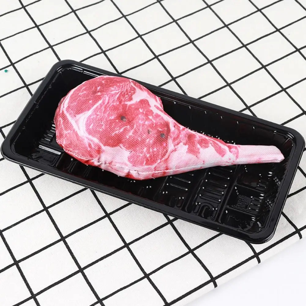 Steak & Bone Plush Squeaky Dog Toy | Interactive Chew Toy for Puppies & Dogs