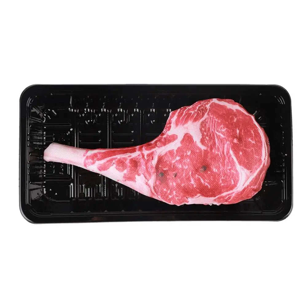 Steak & Bone Plush Squeaky Dog Toy | Interactive Chew Toy for Puppies & Dogs
