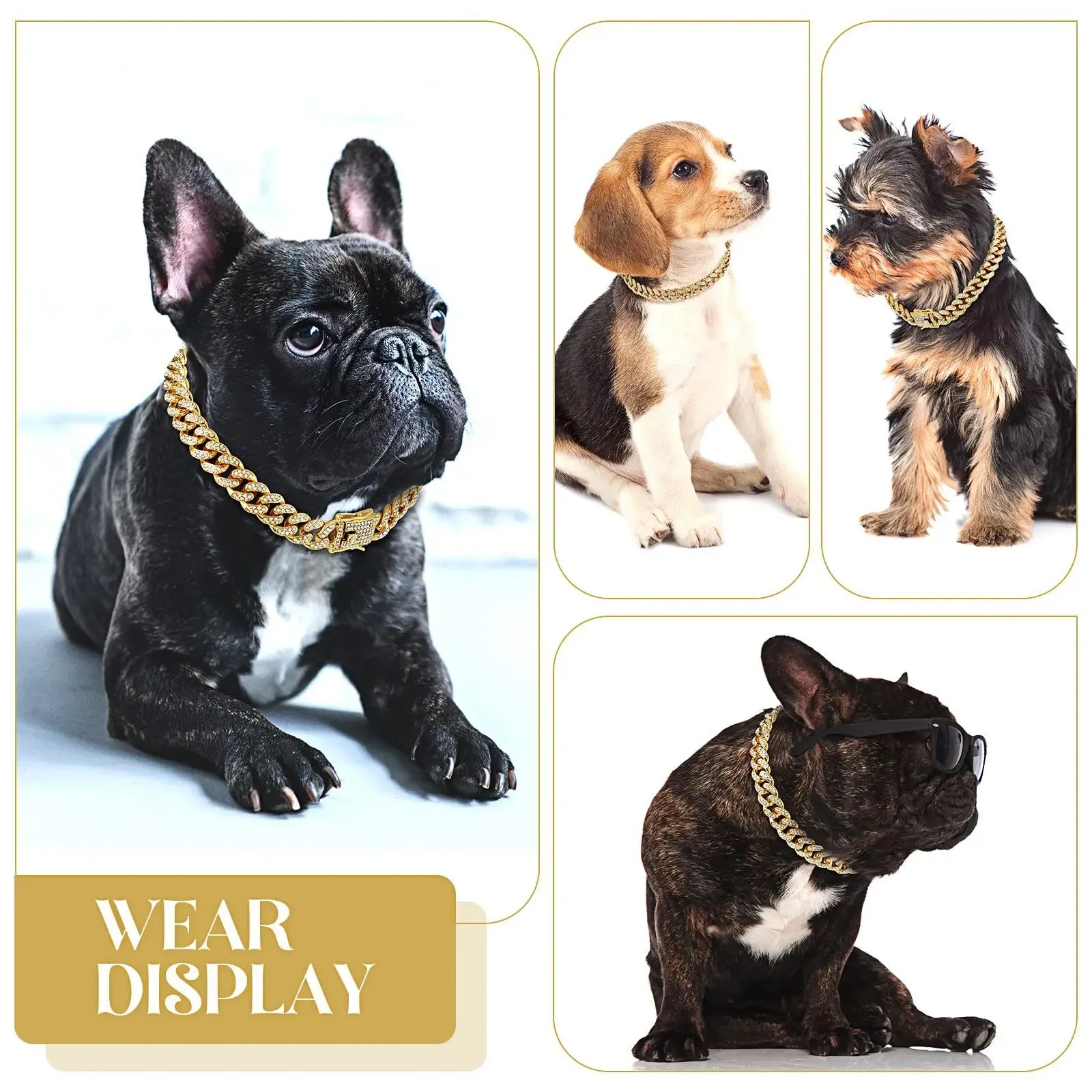Luxury Diamond Cuban Link Pet Collar | Stainless Steel Dog & Cat Jewelry with Secure Buckle