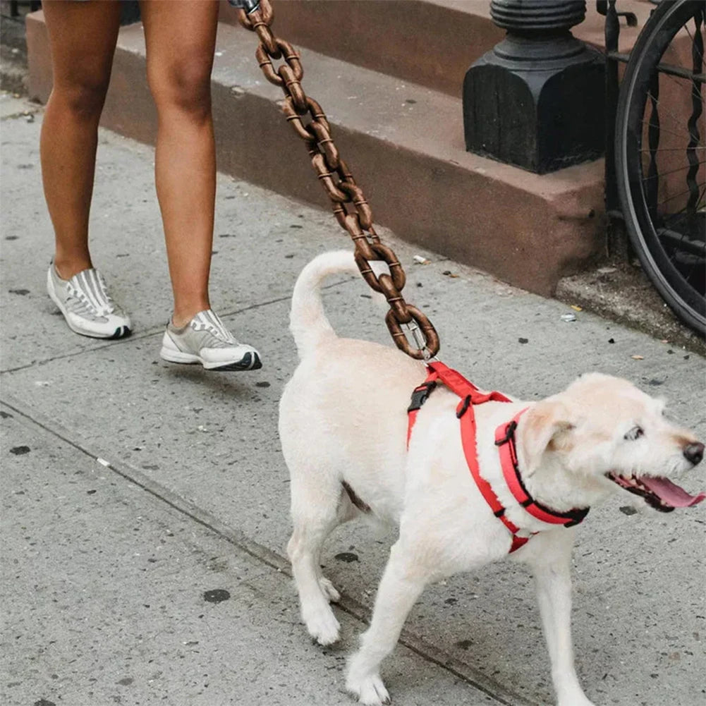 Lightweight Fake Metal Chain Dog Leash | Durable Nylon Walking Lead for Dogs