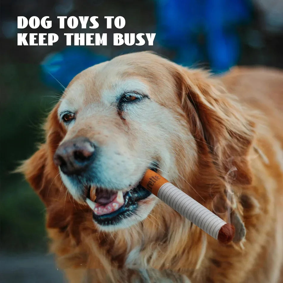 Funny Cigarette Plush Dog Toy | Interactive Squeaky Chew Toy for Small & Medium Dogs