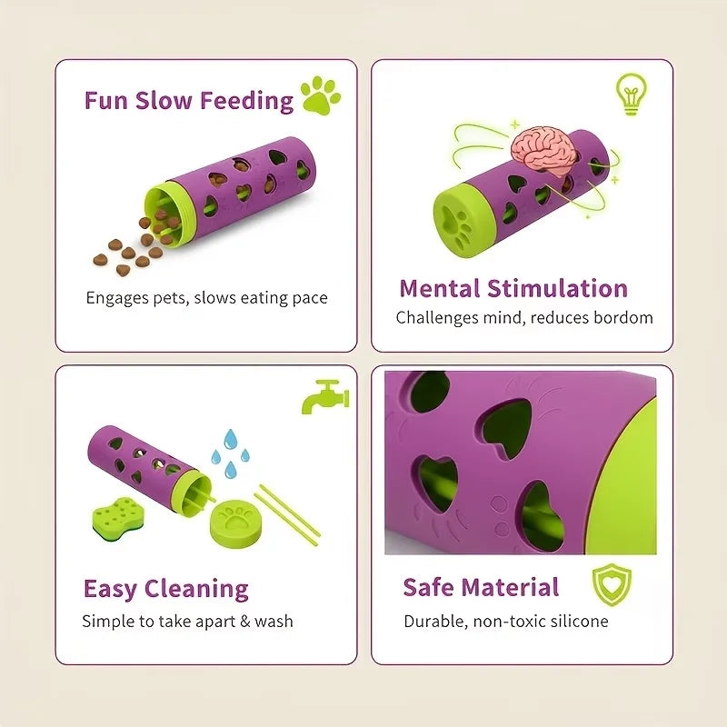 Interactive Slow Feeder Treat Dispenser Toy | Puzzle Feeder & Mental Enrichment for Dogs & Cats