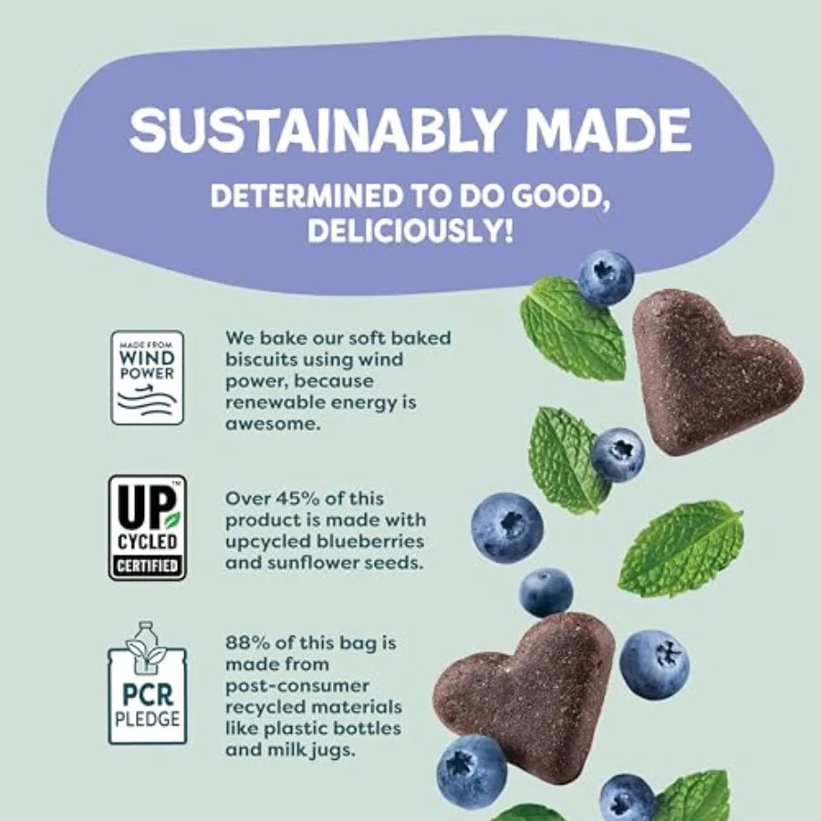 Soft-Baked Blueberry Dog Treats with Mint | Healthy Natural Training Treats for Dogs