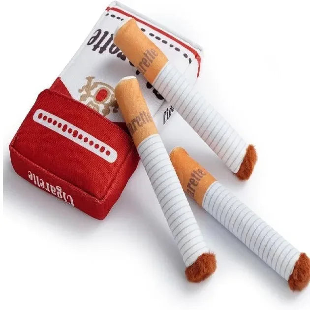 Funny Cigarette Plush Dog Toy | Interactive Squeaky Chew Toy for Small & Medium Dogs