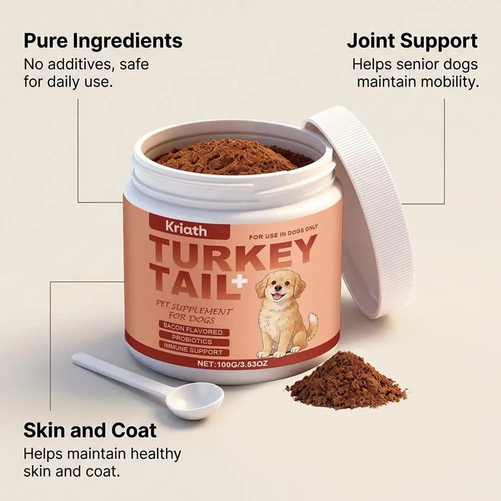 Turkey Tail Immune Support Powder for Dogs | Daily Immune & Gut Health Supplement (100g)