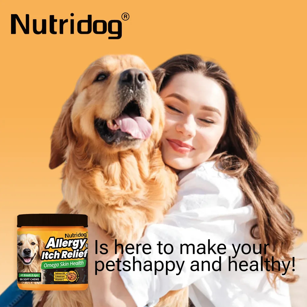Allergy & Itch Relief Chews for Dogs | Omega-3, Probiotics & Immune Support | Chicken Flavor | 90 Soft Chews