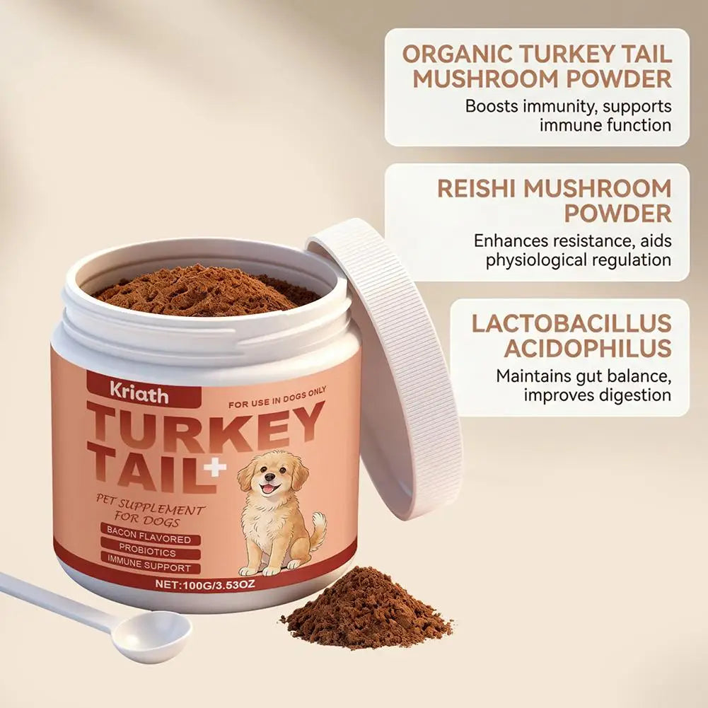 Turkey Tail Immune Support Powder for Dogs | Daily Immune & Gut Health Supplement (100g)
