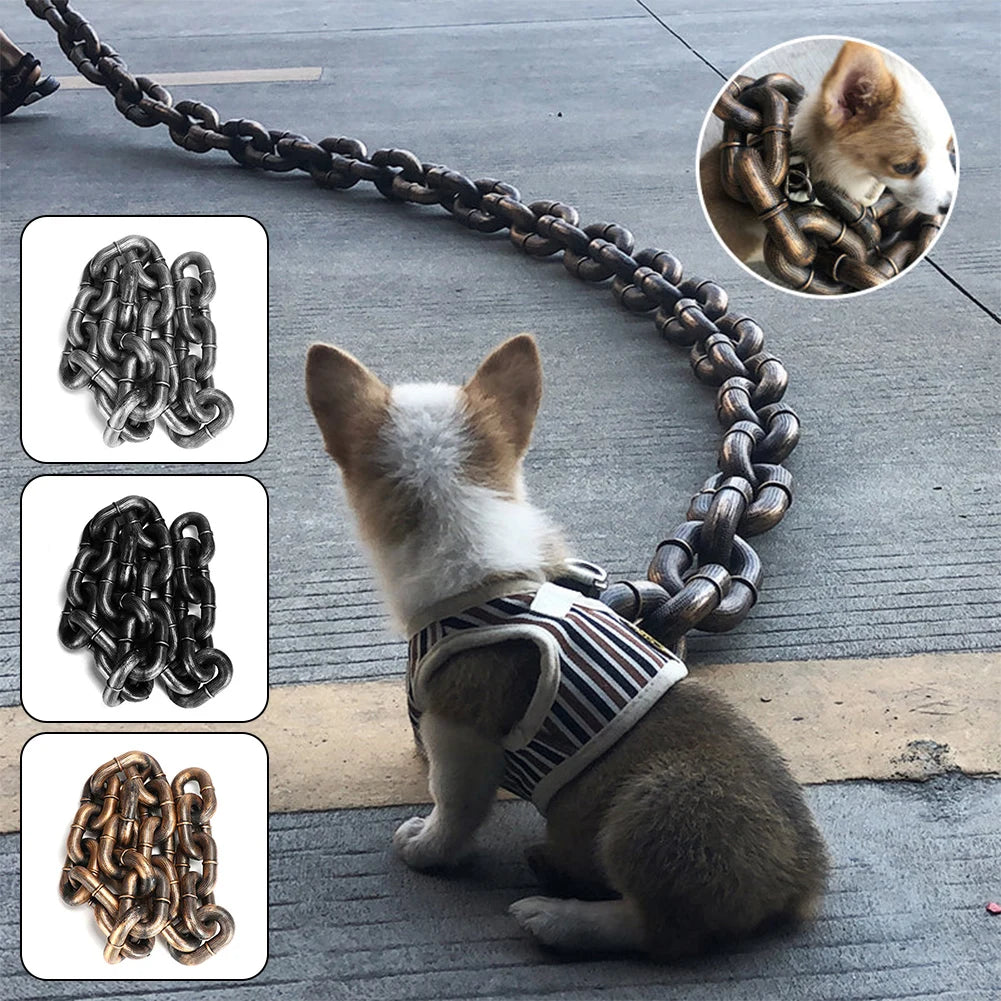 Lightweight Fake Metal Chain Dog Leash | Durable Nylon Walking Lead for Dogs