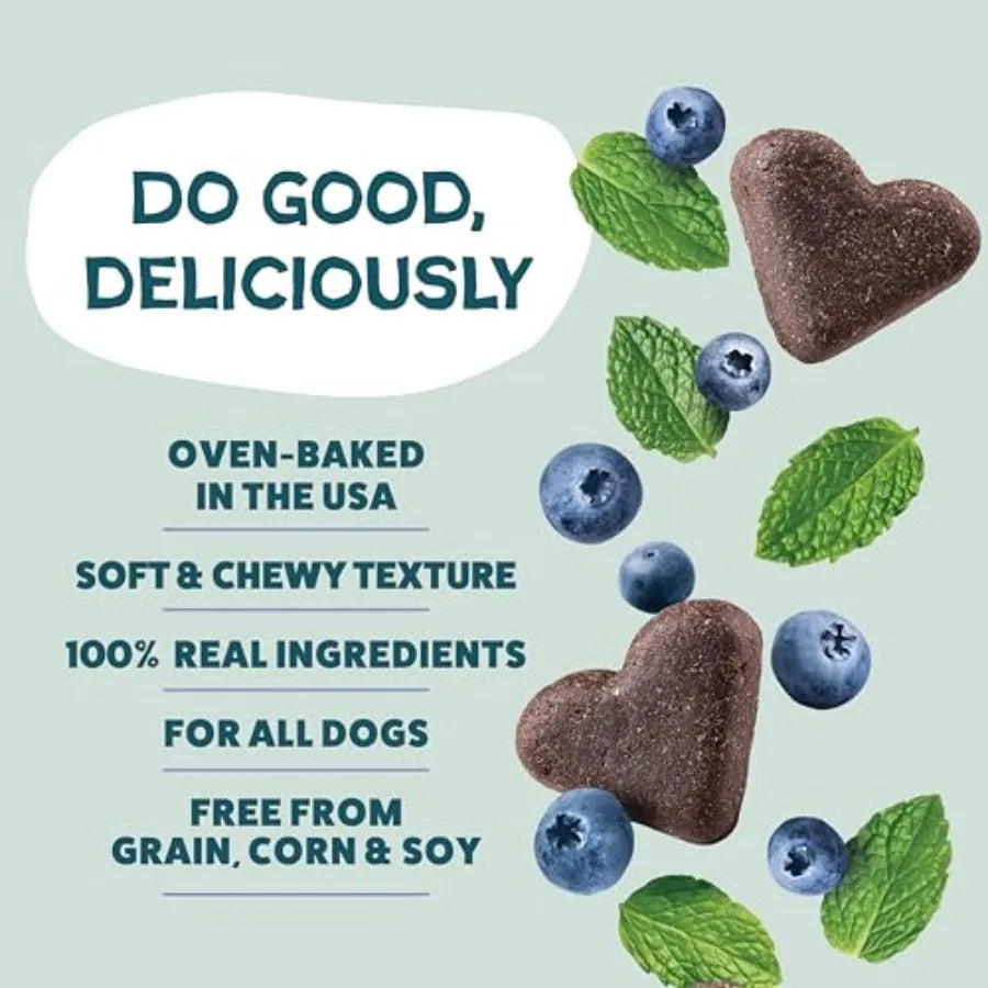 Soft-Baked Blueberry Dog Treats with Mint | Healthy Natural Training Treats for Dogs