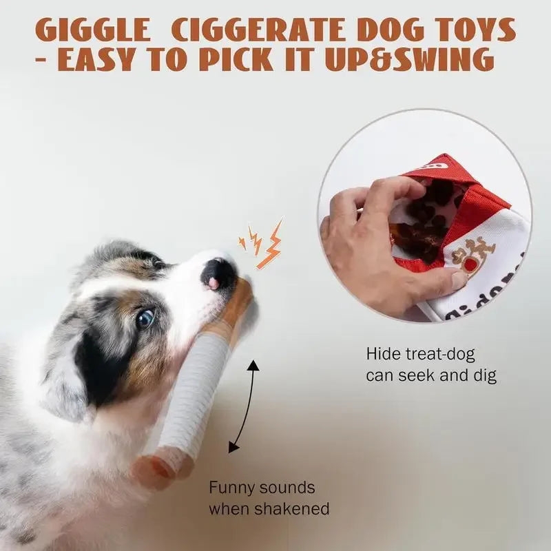 Funny Cigarette Plush Dog Toy | Interactive Squeaky Chew Toy for Small & Medium Dogs