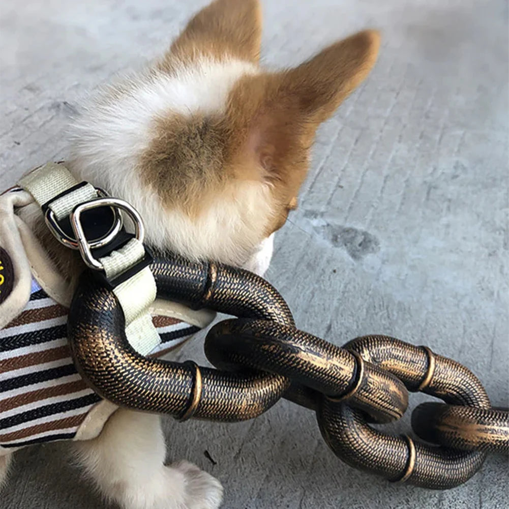 Lightweight Fake Metal Chain Dog Leash | Durable Nylon Walking Lead for Dogs