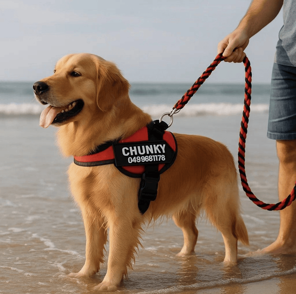 Adjustable Reflective Dog Harness with Custom Name Patch